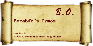 Barabás Ormos névjegykártya